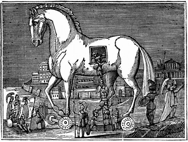 Tegning af trojansk hest