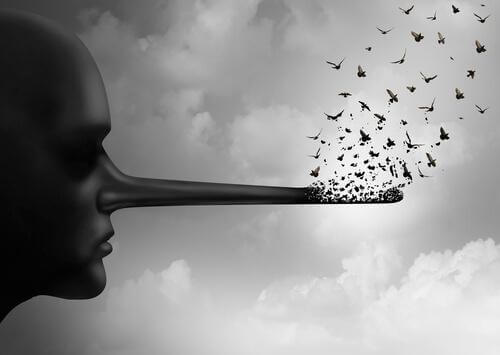 figur med lang næse illustrerer løgn og falskhed