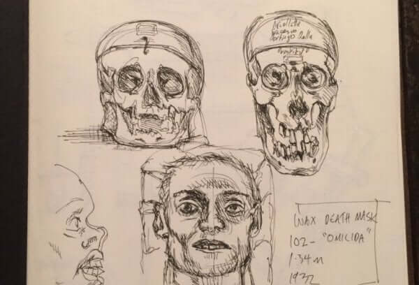 Tegnede kranier viser teori om kriminelle af Cesare Lobroso