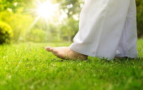 Bare fødder i græsset