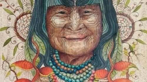 Maleri af indianerkvinde