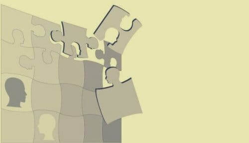 Raymond Cattell og teori om personlighed illustreres af puslespil med hoveder