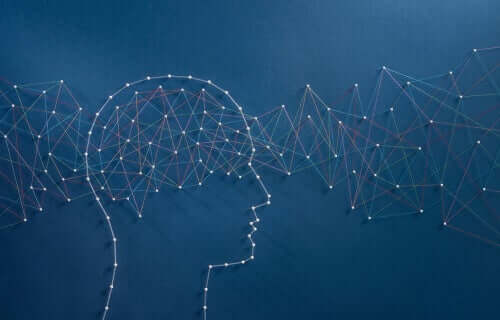 Hoved og tanker illustreret som kunstværk med snore og nåle