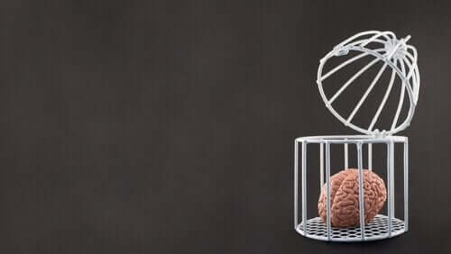 Åbent sind illustreres af hjerne i åben beholder