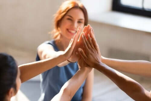 Gruppe high-five