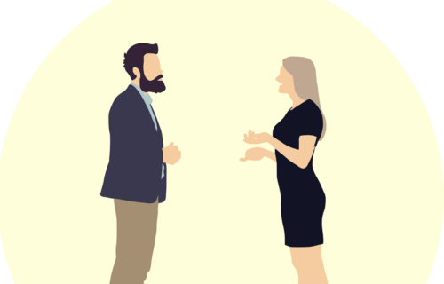 Animation af mand og kvinde, der taler
