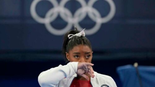 En trist Simone Biles