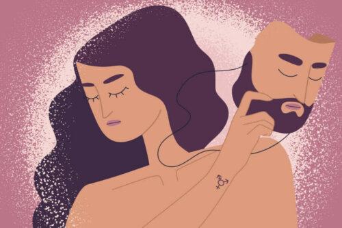 Maleri af transperson, der tager masken af