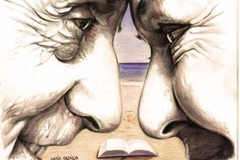 Maleri af par med rynker