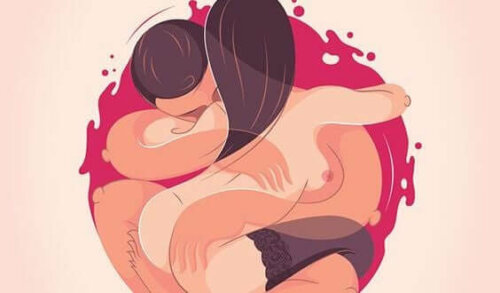 Tegning af nøgent par som eksempel på ægte kærlighed