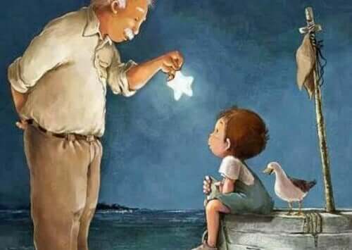 Bedstefar holder en stjerne