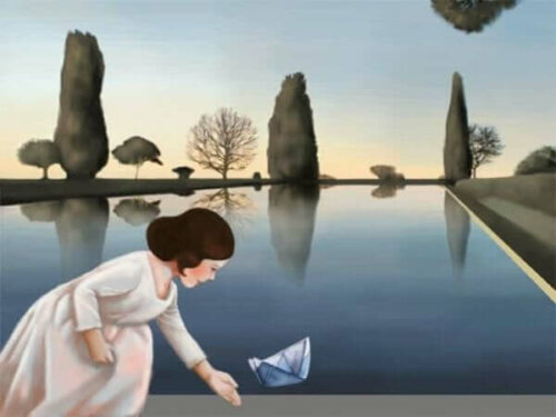 Pige sender papirbåd afsted