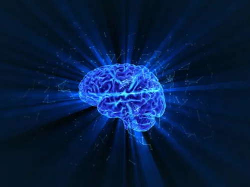 En lysende hjerne repræsenterer den neurale arkitektur