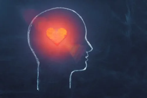 Hjerte i hoved repræsenterer følelser og semantiske pile