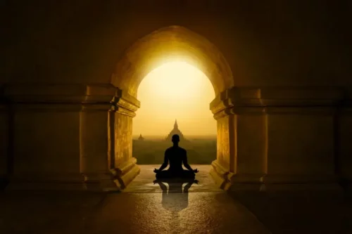 Buddhist, der mediterer, repræsenterer princippet om nirvana