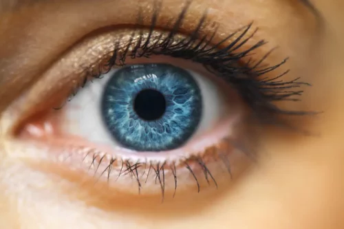 Nærbillede af øje repræsenterer øjensakkader